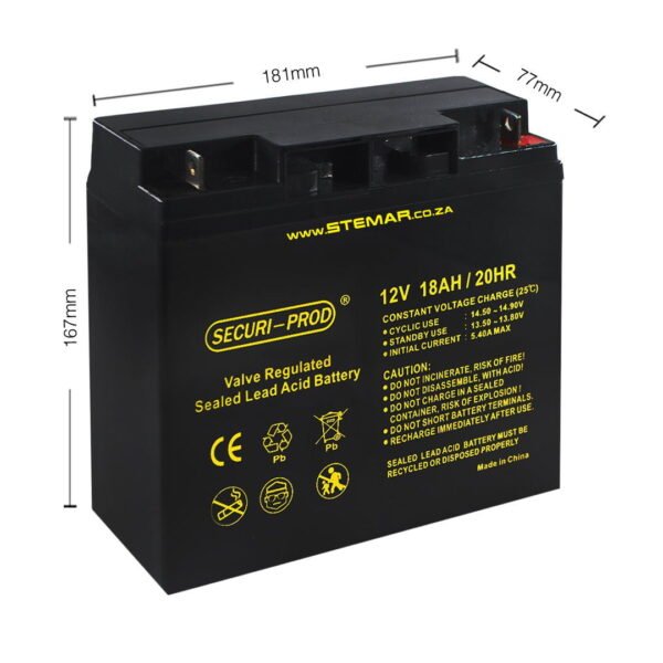 Securi-Prod 12V - 18Ah SLA Battery